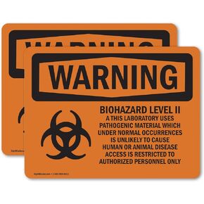 (2 Pack) Biohazard Level II This Laboratory With Symbol OSHA Warning Sign 5 Inch X 3.5 Inch Vinyl Label Decal Sticker Weather Resistant, UV Protected for Workplace, Construction Site, Made in the USA
