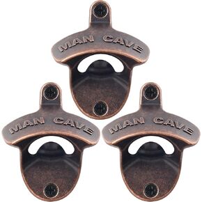Old Fashioned Beer Cap Opener Wall Mount Bottle Opener Stainless, Antique Copper Table Mounted Soda Top Opener for Man Cave (Pack of 3)