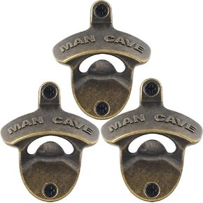 Old Fashioned Beer Cap Opener Wall Mount Bottle Opener Stainless, Antique Copper Table Mounted Soda Top Opener for Man Cave (Pack of 3)