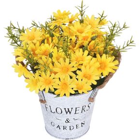 MARTINE MALL Potted Artificial Sunflower Small Potted Sunflower Artificial Plants Sunflower Bouquet with Vase Fake Sunflower Potted Plants Yellow Fake Sunflower in Pot for Table Wedding Home Decor