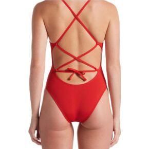 Nike Swim Women's Hydrastrong Solid Lace Up Tie Back One-Piece, Purple Vortex - 34