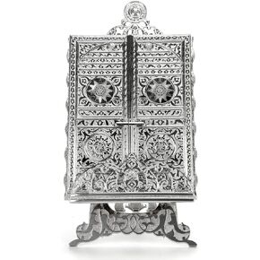 ihvan online Islamic Metal Quran Box with Stand, Kaaba Door Motif, Islamic Decorations for Home, Muslim Home & Table Decor, Perfect Islamic Gifts, Color: Gold