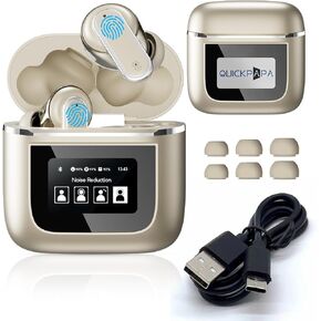 ANC earbuds with screen controlled- Advanced Noise-Canceling Bluetooth in-Ear Headphones with Smart Case and Type-C Fast Charging