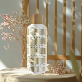 Farmhouse Ceramic Vase for Living Room Bedroom 15.75'' Rustic Boho White Flower Vases for Bouquet Fake Plant Home Decor Office Table Shelf Dining Table Vintage Classic Modern, Housewarming Gifts