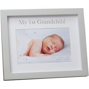 Happy Homewares My First Grandchild Grey MDF 6" x 4" Picture Frame with White Matt Insert