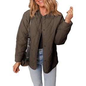 Dokotoo Womens Quilted Lightweight Jackets Button Down Puffer Jacket Coats Padded Outwear with Pockets