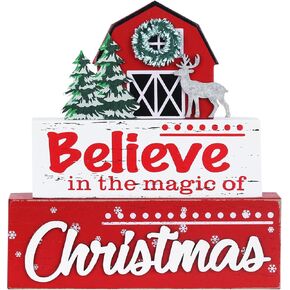 MEETYAMOR Large 3-Layer Gnome Wood Block Sign with Happy Holidays - Rustic Farmhouse Christmas Table Decor for Home, Mantle, Shelf