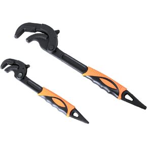 Pipe Vise Wrench 2 Pack Self Adjusting Wrench Multi-function Wrench Self Adjusting Pipe Wrench Quick Grip Pipe Wrench Compatible with 0.6"-2.4" / 14-60MM