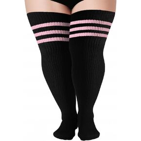 Plus Size Thigh High Socks for Thick Thighs, Extra Long Striped Thigh High Socks for Women in Kuwait