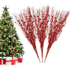 Christmas Artificial Glitter Berry Stem Decorations Decorative Bead Sticks Xmas Picks Glittery Twigs Branches for Christmas Tree Wreath Gift Vase Decor Party Ornaments Blue 24 PCS in Kuwait