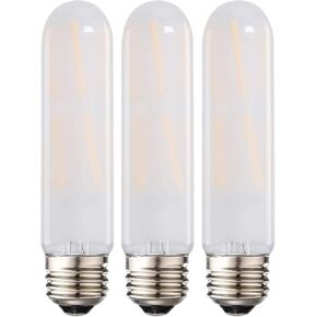 لمبة LEOOLS T10 Led متجمدة، لمبة إضاءة LED أنبوبية قابلة للتعتيم 8 وات، ما يعادل لمبة متوهجة 75 وات، 2700 ك أبيض دافئ ناعم، زجاج بلوري، قاعدة E26، لخزانة عرض الخزانة وما إلى ذلك، 3 عبوات.