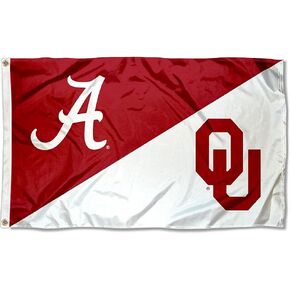 Alabama vs Oklahoma House Divided 3x5 Flag Rivalry Banner