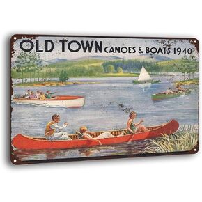 1940 Old Town Canoes & Boats Vintage Metal Sign Wall Decoration Garage Shop bar Living Room Wall Art tin Sign 8 x 12 inches