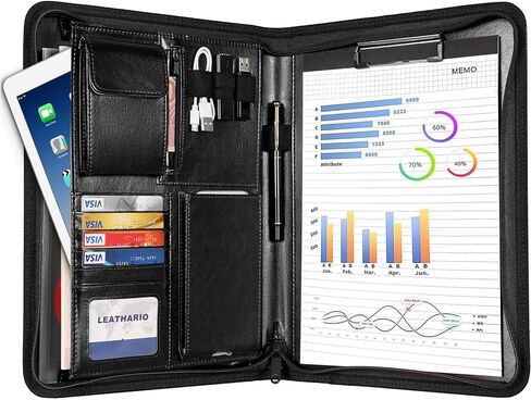 حافظة ملفات جلدية مقاس A4 من Leathario، حافظة للكتابة، مجلد عرض الأعمال in Kuwait