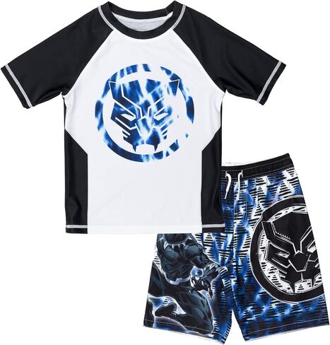 Marvel Spider-Man Avengers Toddler Boys UPF 50+ Rash Guard and Swim Trunks Outfit Set Toddler to Big Kid in Saudi Arabia