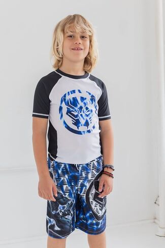 Marvel Spider-Man Avengers Toddler Boys UPF 50+ Rash Guard and Swim Trunks Outfit Set Toddler to Big Kid in Saudi Arabia