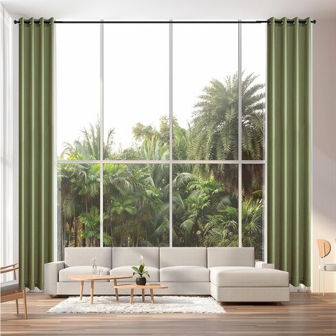 Qisaca Extra Long Curtains Faux Linen Sheer Window Curtains Floor to High Ceiling Curtains for Living Room Custom Made Two Story Curtains 52x168 Inches Long (14ft) 1 Panel Yellow in Saudi Arabia