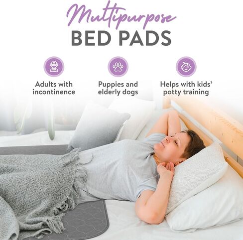 Inspire Underpads | Stain Hiding Gray - Reusable Incontinence Bed Pads Waterproof Mattress Pad | Disposable Bed Pads for Adults Pee Pads | Incontinence Pads for Beds, Dog Pads (18 X 24 - 3 Pack) in Kuwait