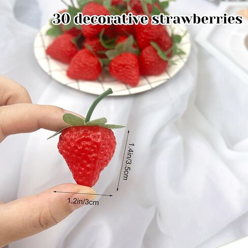 Artificial Red Strawberries 50Pcs Lifelike Fake Strawberries, Simulation Realistic Plastic Strawberry for Home Kitchen Party Decor Photography Prop in Saudi Arabia