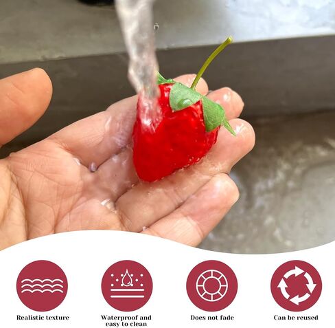 Artificial Red Strawberries 50Pcs Lifelike Fake Strawberries, Simulation Realistic Plastic Strawberry for Home Kitchen Party Decor Photography Prop in Saudi Arabia