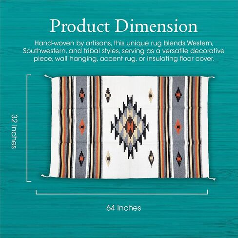 Boho Southwest Area Rug - Washable Bohemian Runner - Western Carpet - Rustic Rugs for Living Room, Outdoor Area, Bedroom, Decor, Kitchen & More (Center Diamond, 20x40 Inches, Cream/Black) in Saudi Arabia