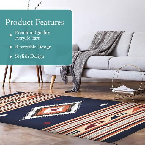Boho Southwest Area Rug - Washable Bohemian Runner - Western Carpet - Rustic Rugs for Living Room, Outdoor Area, Bedroom, Decor, Kitchen & More (Center Diamond, 20x40 Inches, Cream/Black) in Saudi Arabia