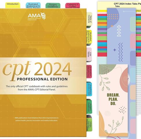 Index Tabs for CPT 2024 Professional Edition, 60 CPT Book Tabs, Laminated, Color-Coded & Long-Last, with Page Numbers and Alignment Guide & Inspirational Bookmark (Book not Included) in Saudi Arabia