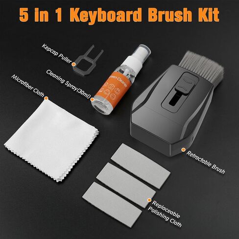 Keyboard Cleaner Laptop Cleaning Kit, 5 in 1 Computer Screen Cleaning Brush Tool, Electronics Cleaner with Multi-Function Cleaning Cloth Spray for MacBook iPhone ipad Tablet PC Monitor Camera Lens in Saudi Arabia
