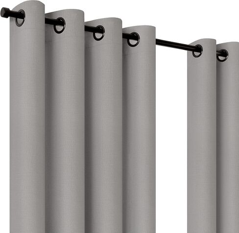 Umbra العثماني محكم الصلبة 100٪ حلقة التعتيم 95 بوصة طويلة × 50 بوصة لوحة ستارة نافذة واسعة، الكتان in Kuwait