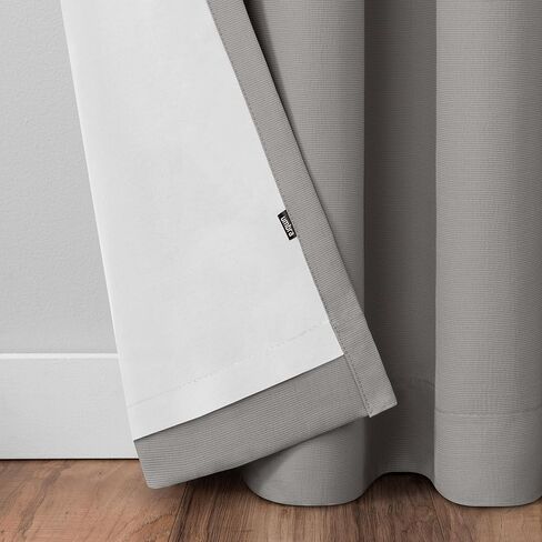 Umbra العثماني محكم الصلبة 100٪ حلقة التعتيم 95 بوصة طويلة × 50 بوصة لوحة ستارة نافذة واسعة، الكتان in Kuwait