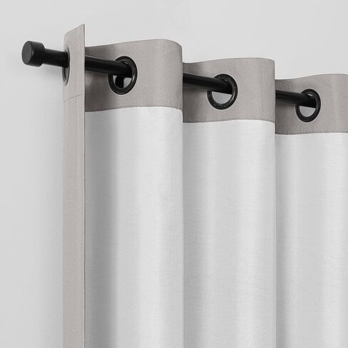 Umbra العثماني محكم الصلبة 100٪ حلقة التعتيم 95 بوصة طويلة × 50 بوصة لوحة ستارة نافذة واسعة، الكتان in Kuwait