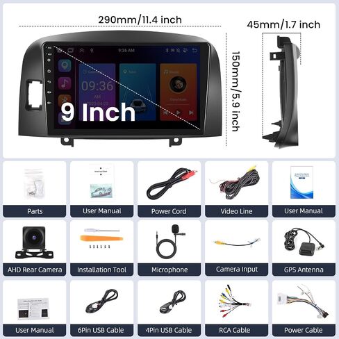 SIXWIN Android Car Stereo for Hyundai Sonata NF 2004-2008 2G+32G مع CarPlay Android Auto Mirror Link 26UI 9 بوصة شاشة تعمل باللمس راديو السيارة بلوتوث نظام تحديد المواقع والملاحة واي فاي HiFi FM راديو SWC كاميرا احتياطية in Saudi Arabia