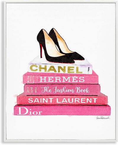 Stupell Industries Glam Pink Fashion Books Black Pump Heels in Saudi Arabia