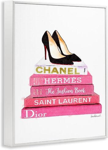 Stupell Industries Glam Pink Fashion Books Black Pump Heels in Saudi Arabia