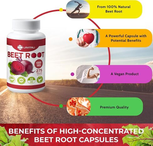 150 Beet Root Extract Capsules, 1000mg per Serving, 100% Natural & Pure from Beet Root, No Gluten, No Sugar, Vegan Capsules, High Concentrated Herbal Beet Root Extract. in Saudi Arabia