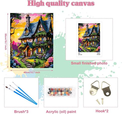 COMBYEO Landscape Paint by Numbers for Adults Beginner, Mountains Paint by Number on Canvas Without Frame, DIY Acrylic Paint by Numbers Kits for Gift Home Wall Decor 16X20inch in Saudi Arabia