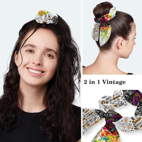 Brain with Knowledge Women Surgical Cap with Buttons, Long Hair Scrub Hat with Bow Hair Scrunchy Ponytail Holder in Saudi Arabia