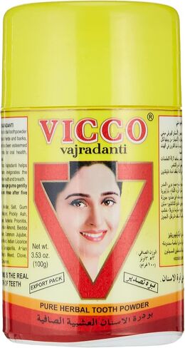مسحوق الأسنان العشبي الأيورفيدا من فيكو فاجرادانتي، 100 جرام، عبوة تصدير من فيكو لابز in Kuwait