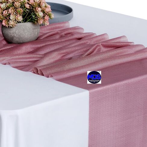 MDS Pack of 10 Wedding 12 x 108 inches Chiffon Table Runner for Wedding, Decorations for Birthday Parties, Banquets, Graduations, Engagements, Runners fit Rectangle, Round Table - Baby Blue in Saudi Arabia