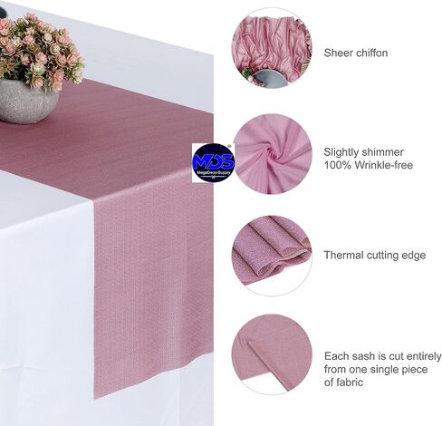 MDS Pack of 10 Wedding 12 x 108 inches Chiffon Table Runner for Wedding, Decorations for Birthday Parties, Banquets, Graduations, Engagements, Runners fit Rectangle, Round Table - Baby Blue in Saudi Arabia