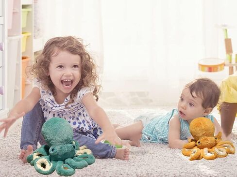 XIYUAN Stuffed Octopus Plush Toy Octopus Plush Doll Cute Big Eyes Octopus Stuffed Animals Soft Stuffed Marine Animals Plush Pillow for Kids Gift Small11.8inch (Yellow) in Kuwait