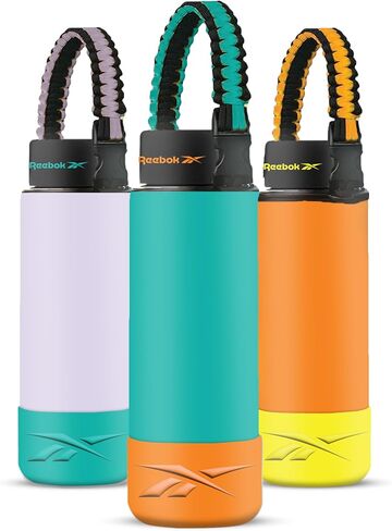 Reebok Stainless Steel Sports Water Bottle | Double Wall Vacuum Insulated, Leakproof, BPA Free with Paracord Handle | Ideal for Work, Travel, Outdoor, Gym (Pack of 1, 32 oz., Teal) in Saudi Arabia