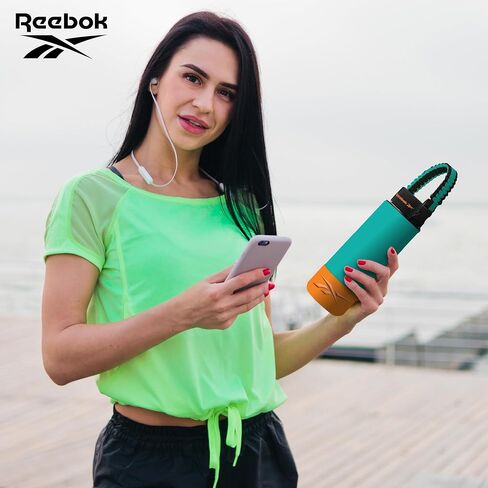 Reebok Stainless Steel Sports Water Bottle | Double Wall Vacuum Insulated, Leakproof, BPA Free with Paracord Handle | Ideal for Work, Travel, Outdoor, Gym (Pack of 1, 32 oz., Teal) in Saudi Arabia