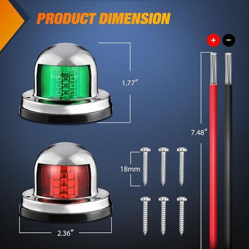 شريط إضاءة قارب Nilight قطعتين 13 بوصة 66 LED أحمر وأخضر للملاحة البحرية القوس ضوء 12 فولت IP68 مقاوم للماء لقارب عائم عالمي قارب جون بوت جيتسكي كاياكي، ضمان لمدة عامين in Saudi Arabia