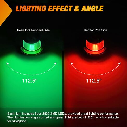 شريط إضاءة قارب Nilight قطعتين 13 بوصة 66 LED أحمر وأخضر للملاحة البحرية القوس ضوء 12 فولت IP68 مقاوم للماء لقارب عائم عالمي قارب جون بوت جيتسكي كاياكي، ضمان لمدة عامين in Saudi Arabia