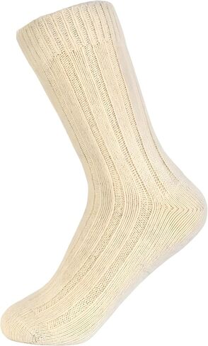 92% Merino Wool Socks for Men and Women Crew Cozy Heavyweight Hiking Skiing Outdoor Super- Soft Large Size US White, 100% Made in Mongolia. Pure Wool Socks in Saudi Arabia