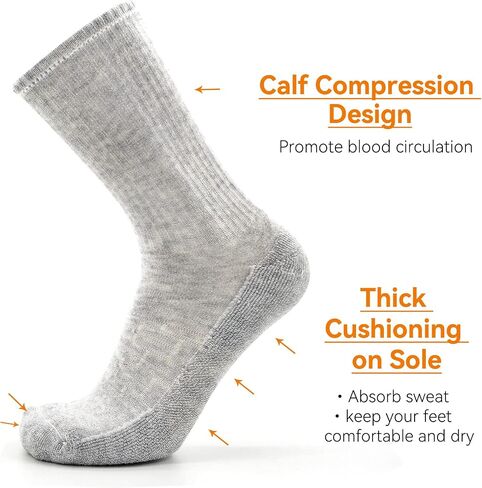 JSPA 4 Pack Men's Merino Wool Hiking Sport Socks Women's Crew Warm Thick Cushioned Outdoor Athletic Socks for Walking Running in Saudi Arabia