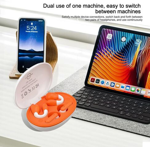 Two Pairs of Wireless Bluetooth Headphones, In-Ear and Ear Clip, Bluetooth 5.4 Wireless Sports Headset, Built-in Microphone with Charging Cable for Tablets, Laptops, and Cell Phones, Silver Gray in Saudi Arabia