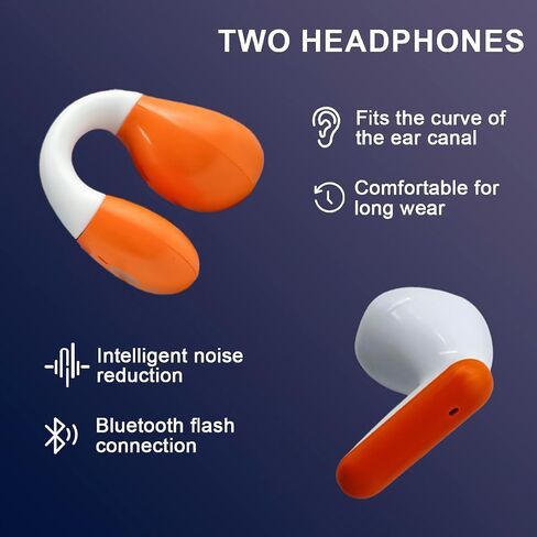 Two Pairs of Wireless Bluetooth Headphones, In-Ear and Ear Clip, Bluetooth 5.4 Wireless Sports Headset, Built-in Microphone with Charging Cable for Tablets, Laptops, and Cell Phones, Silver Gray in Saudi Arabia