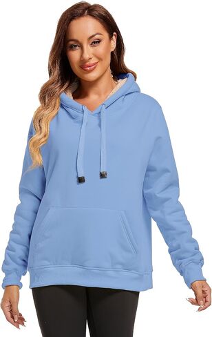 Gesean Women's Sherpa Lined Cotton Pullover Sweatshirts Fleece Hoodies Kangaroo Hooded Pocket for Women in Saudi Arabia